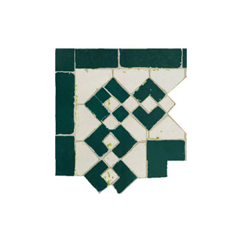 Mosaic House Moroccan tile Sarout S Corner 24-1 Sea Green White  zellige, mosaic, zellij, border, glaze, traditional, classic 